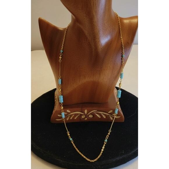 Fashion Jewelry Jewelry - Bohemian Blue Beaded Necklace Gold Tone Dainty Minimalist Elegant Jewelry